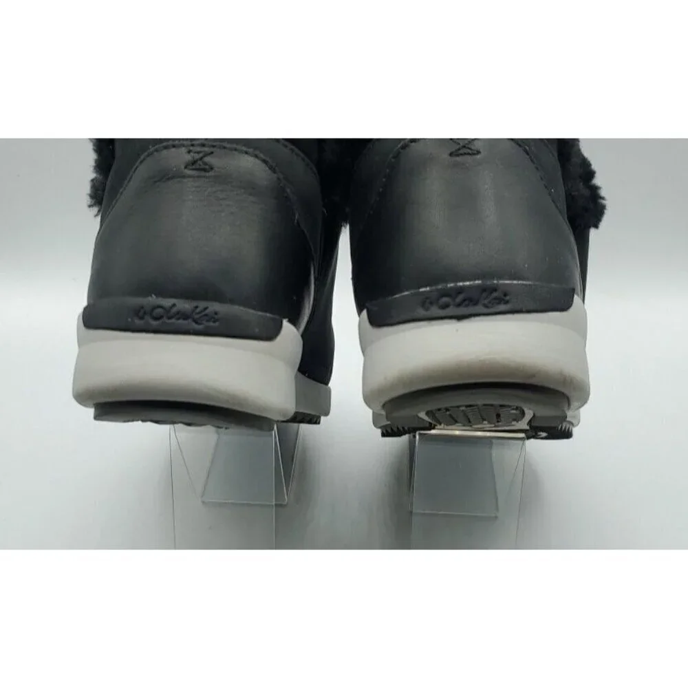 Olukai Malua Hulu Boots Women's Black Size 7 Shearling Lined Nubuck Leather